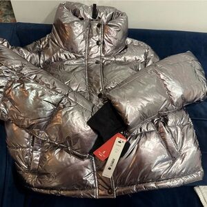 Aqua Silver Reflective Puffer Coat